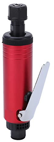 Luqeeg Luft-Geradschleifer, 25000 U/Min 90 PSI, 3mm & 6mm Spannzange, Hochleistungs Akku Geradschleifer, Edelstahl, Kompakt, Tragbar, Amerikanischer Stil, Rot