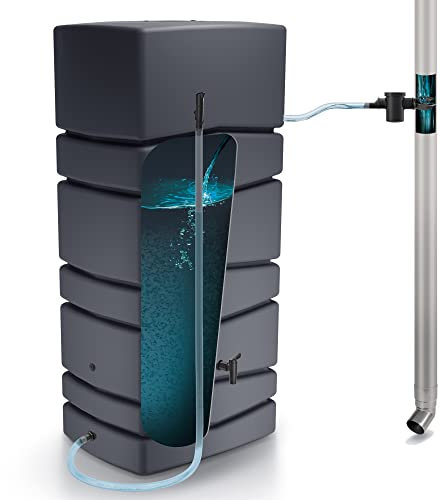 Prosperplast Aqua Tower 650 L Water Catcher Barrel, Dimensions 775 x 575 x 1650 mm, Anthracite + Accessory Set