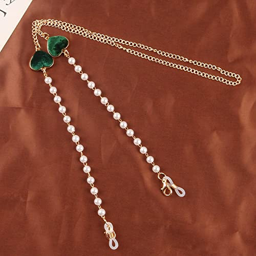Brillenkette Minimalistischer Stil Herz Perlenkette Brillenkette Lanyard Lesebrillen Ketten Damen Accessoires Sonnenbrillen Halteriemen Kordeln Grün