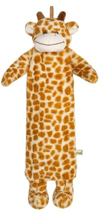 UMOI Premium Kinder Wärmflasche Schlauch 0.9 Liter mit schönem weichem Kunstpelz Bezug, Bettflasche aus Naturgummi, Wärmekissen, verschiedene Modelle (Giraffe)