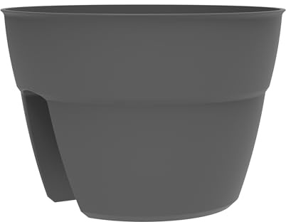 EDA - Pot Cavalier Osaka - 8 L - Système de Fixation Simple et Breveté - pour Balcons et Rambardes - Ø 30,6 x H. 20,6 cm - Gris Anthracite