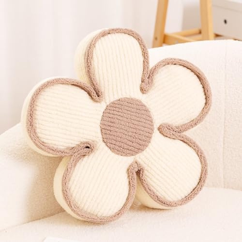 Kcvvcr Flower Pillow, Soft Shaped Floor Cushion, Decorative Throw Pillow, Seating Cushion, Plush Room Decor Pillows for Sofa Couch Bed (13.7 Inch, Ivory)