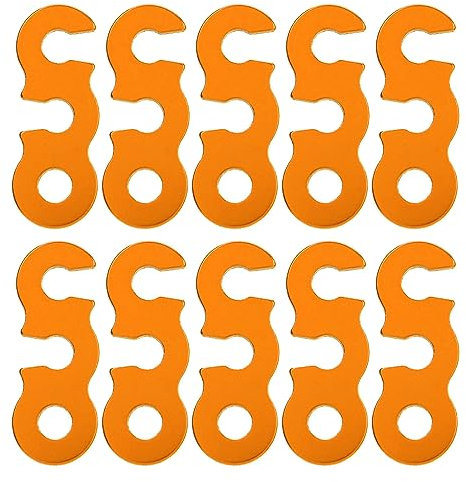 Haofy Tenditore per Fune Fibbia per Fune Antivento Lega di Alluminio 10 Pezzi Design a 3 Fori per Il Campeggio (Gold)