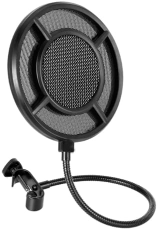 Toyvian Pop Filter Microphone Filter Windproof Mic Cover Protective Mic Guard for Studio Recording Black