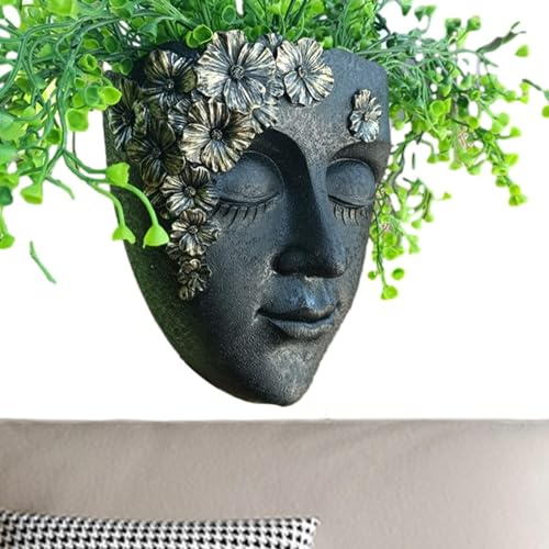 Shenrongtong Macetero de Cara, macetero de Pared de Cabeza, Maceta de Resina montada en la Pared, florero de Plantas suculentas y Lindas, Lindo florero para Plantas, Maceta, decoración del hogar para