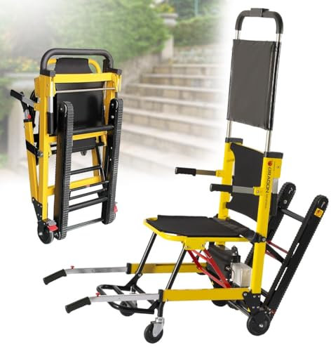 HZWJD Eelektrischer Treppenrollstuhl,Zusammenklappbarer Leichter Treppenrollstuhl,Sackkarre Treppensteiger,Treppenlift,Rollstuhl Faltbar Leicht,Inklusive Akku Und Ladegerät yellow