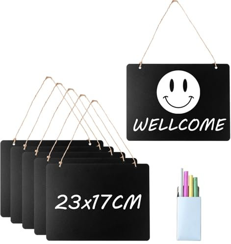 LOPYXBR 6 Stück Kreidetafel zum Aufhängen, 23x17cm Kreidetafel Klein mit 4 Kreide, Tafeln zum Beschriften für Bar, Party Event Hochzeit, Geburtstag, Dekoration