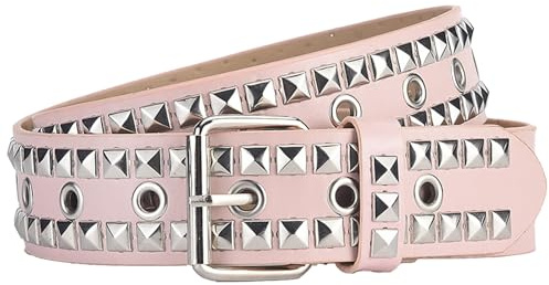 Umimiss Pink Studded Belt - Punk Rock Style, Adjustable, Durable PU Leather, One Size, Women's Fashion Accessory