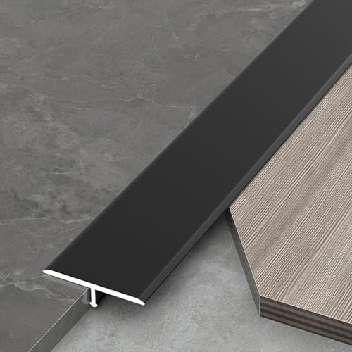 ZAQYCM 5 Pack Tile Transition Strip 51in, Floor T Molding Joining Strip Cover for Flooring Gaps Of Vinyl Laminate Planks Tile Wood, Living Room Bedroom Bathroom Nursery(Black,W 2 2/5 in/60mm)