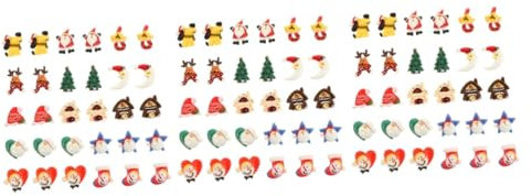 DIYEAH 90 Stück Weihnachtsharz Zubehör Für Handyhüllen Weihnachtsmann Miniaturen Weihnachtsknöpfe Mit Flacher Rückseite Weihnachtsanhänger Zum Basteln Miniatur Weihnachtsschmuck
