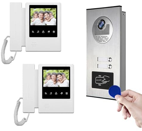 Wired Video Intercom Door Bell Infrared Night Vision Doorphone Home Security System,2-Family Doorbell, 7-inch Touchscreen Display,Unlocking Support, Two-Way Intercom, Motion Detection