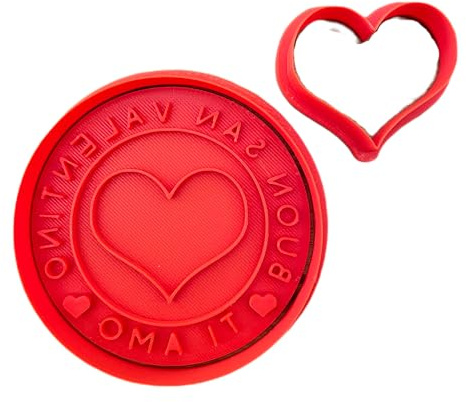 Tagliabiscotti.it - Buon San Valentino con cuore - Cookies cutter - Tagliabiscotti - Formina - Cutter per realizzare biscotti o decorazioni torte in pasta di zucchero - Misura Diametro 8cm.