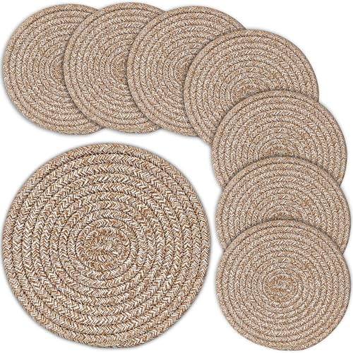 Pot Holders Trivets Set,Potholders for Kitchens, 100% Pure Cotton Thread Weave Trivets for Hot Dishes/Pot/Bowl/Teapot/Hot Pot Holders (24 cm, 8pack)