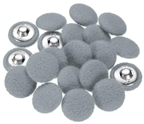 QUARKZMAN 20 Stück Plüschknöpfe 20mm Runde Stoffknöpfe mit Aluminiumschaft Nähknopf für Pullover Wollmantel Jacke Hemd DIY, Grau