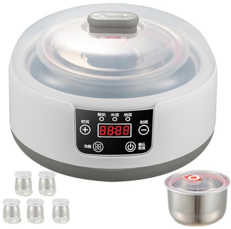 Yogurtiera,Probiotic Yogurt Maker,Macchina per Lo Yogurt,Macchina per Yogurt Completamente,Macchina da Yogurt Multifunzione,Macchina per Yogurt da Casa,con 5 100ml Vasetti