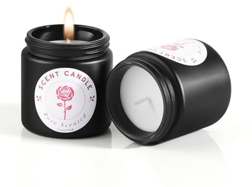BNG Scented Candles Gift Set, Soy Wax Aromatherapy Candles Rose Candle 2 Pack, Perfect Relaxing Bath & Home Set for Women, Men, Birthdays, Weddings