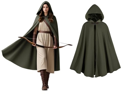 rumnigh Renaissance Kapuzenmantel Mittelalter Umhang | Erwachsener Hexenmantel Gothic Cosplay Cape Kostüm für Karneval Halloween