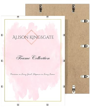 Alison Kingsgate 70X50CM Clip Frames Frameless Picture Frame with Shatter-Resistant Perspex & Sturdy MDF Back Borderless Clip Photo Frame for Posters, Certificates, Art & Wall Decor