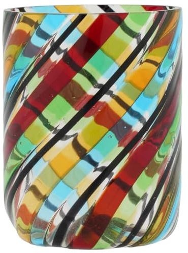 Glass Of Venice Murano Glass Italian Shot Glass 2 oz. Filigrana Design Multicolor - Shooter glass for liqueur, Limoncello, Tequila, Vodka, Sake Handmade in Venice, Italy