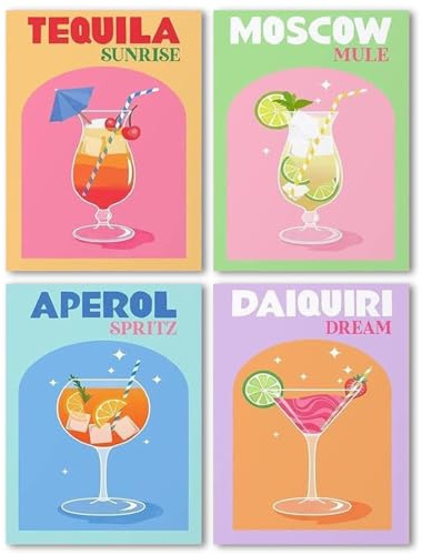 WEMEON Diamond Painting - Set di 4 bicchieri da cocktail per adulti, 5D, per mosaico, per adulti, 30 x 40 cm
