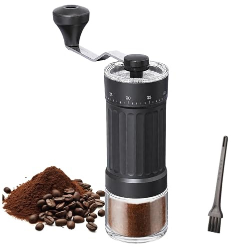 Manual Coffee Grinder Burr - Portable Hand Coffee Bean Mill with 40-Grade Adjustable Settings, Perfect for Travel, Camping, Espresso Brewing, Durable & Easy-to-Use Hand Coffee Grinder