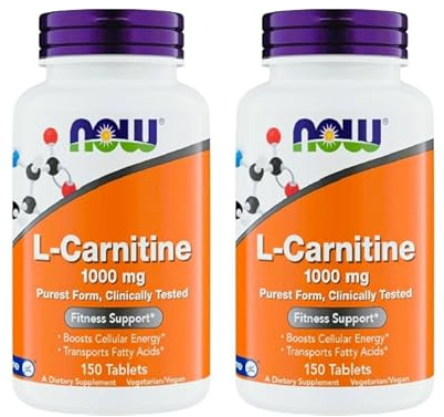NOW Foods Supplements, L-Carnitine 1,000 mg, Purest Form, Carnipure, Amino Acid, Fitness Support*, 150 Tablets (Pack of 2)