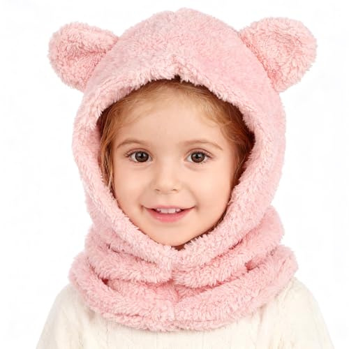 AYPOW Cagoule Enfants Bébé Chaud d'Hiver, Multifonction Bonnet Cache-Cou en Polaire Peluche Thermique Balaclava Chapeau avec Écharpe Capuche Cache Oreilles pour Filles Garçons Tout-Petits 1-7 Ans