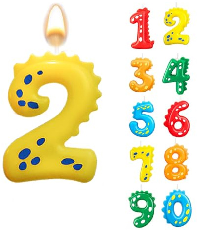 Geburtstagskerze 2, Geburtstagskerzen Zahlen 2, Dinosaurie Kerze 2 Geburtstag, Kerze 2, Dino Happy Birthday Cake Topper, Dino Geburtstag Deko 2 jahre Baby Party