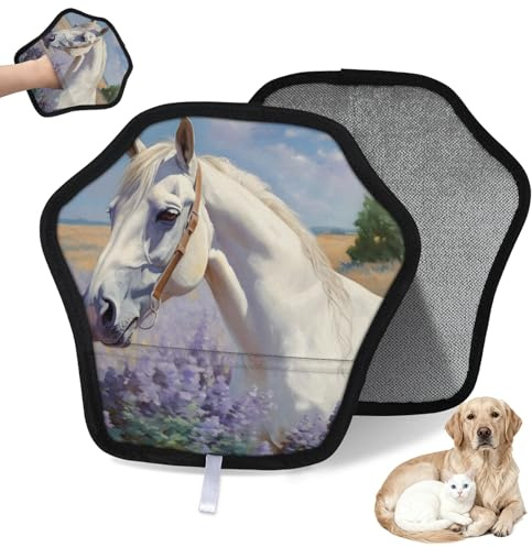 WowPrint Wasserfarben-Handschuh zur Entfernung von Haaren und Pferden, für Katzen und Hunde, wiederverwendbar, elektrostatische Tierhaar-Handschuhe, Bürstenwerkzeug für Couch, Kleidung, Teppich, Möbel