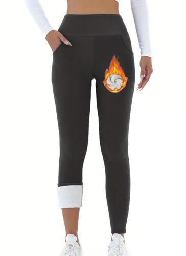 Leggings Termici Donna Palestra Pantaloni Sportivi Pantacollant Inverno Leggings Termici da Donna Foderati in Pile Ispessito Felpati Collant Caldi a Vita Alta per All'aperto