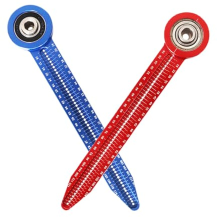HONMEET Regla Circular de Dibujo Portátil de Aleación de Aluminio para Carpintería Compás Mini para Marcar Círculos Herramienta Precisa de Medición Rojo y Azul