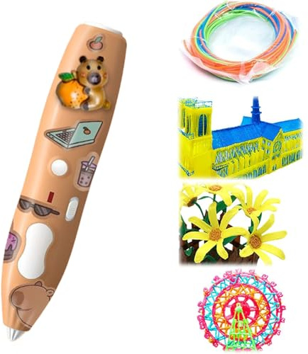 3D-Stift Set für Kinder und Erwachsene | Mit 3 PLA-Filamenten, Vorlagen & Werkzeug | Kreativ-Set für 3D Kunst, Schmuck und Modelle | Einfach und sicher | Farbe: Gelb