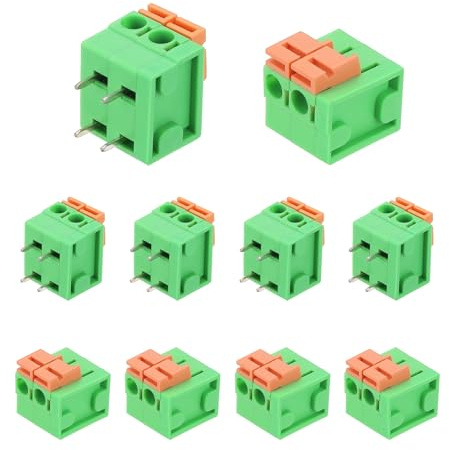 QUARKZMAN 10 Stück PCB-Klemmleiste 5.08mm 2-polig 250V 15A Grün | Leiterplatten-Klemmenblöcke, PCB Montage Anschlussklemmen