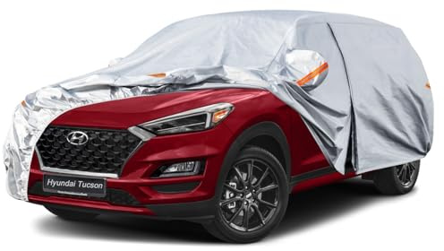 Kayme Telo Copriauto da Esterno, Compatibile con Hyundai Tucson(2015–2026), Copertura a 6 Starti per Impermeabile Anti UV Anti Vento Antipolvere, Telo Copri con Cerniera e in Cotone.