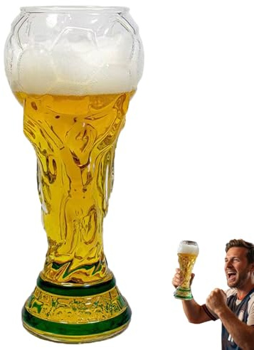 World Cup 2026 Trophy Beer Glass - 16.9oz Durable Glass - Elegant Football Gift for Men, Dad, Father's Day, Birthday & Game Day - Perfect for Everyday Enjoyment (Clear)