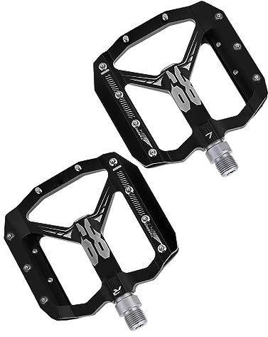 KUIDAMOS Cykelpedaler i Aluminiumlegering DU-lager Halkfria Lättviktspedaler för Terrängkörning i Skog och Berg (Svart)