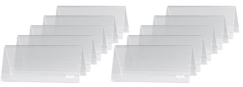 SIGEL Ta138 Lot de 10 Présentoirs Chevalets de Table, 9,5 X 4,2 X 4,5 cm, Transparent
