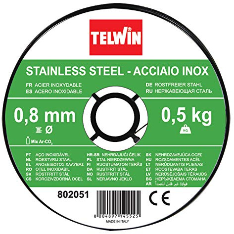 Telwin S.p.A. 802051 rostfri stålsvetssladdspole diameter 0,8 mm, 0,5 kg, grå