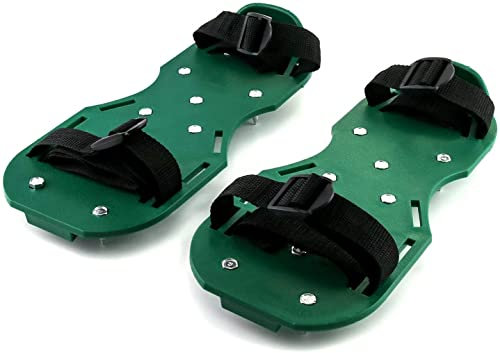 Itian Prato Aeratore Scarpe con Fibbie in Metallo, Spiked Sandals Fibbie in Metallo e 3 Cinghie per Aerare Il Vostro Prato o Cortile (Verde)