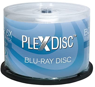 PlexDisc 633-814 25 GB 6X Blu-ray Logo Top Single Layer Recordable Disc BD-R, 50-Disc Spindle