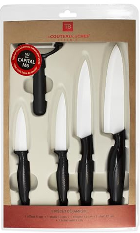 Set 5 couteaux céramique lame blanche