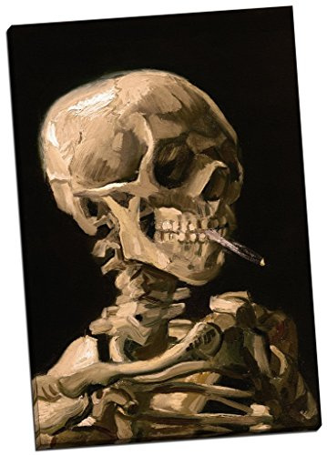 Leinwanddruck Vincent Van Gogh Schädel mit brennender Zigarette, Wandkunst, groß, 76,2 x 50,8 cm