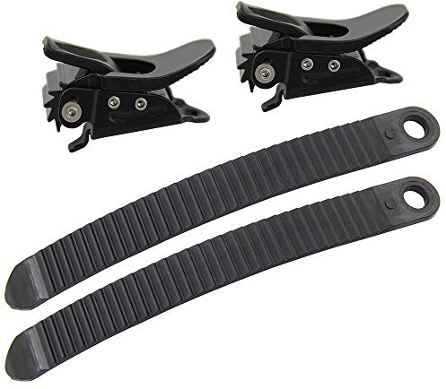 UP100 Schwarze Snowboard Bindungsteile 2 Schnallen und 2 Gurte zum Snowboard Strap-In Knöchel Bindungssystem