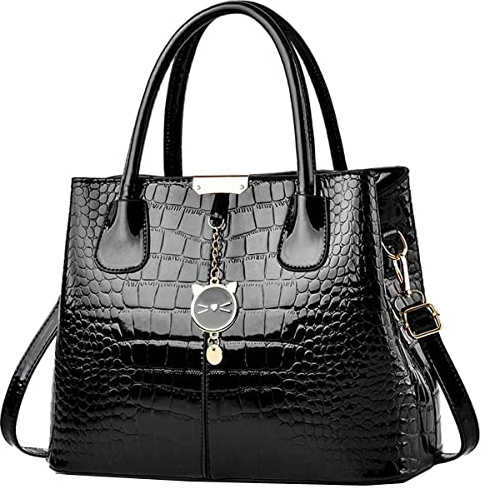 NIYUTA Donna Borse a mano moda vernice casual Borse a spalla Borse a tracolla Borse Tote Nero