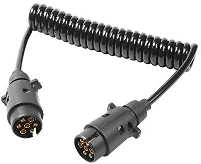 ETUKER Anhänger Verlängerungskabel 7 Polig, Anhängerkabel 7 Polig 12V Anhänger Verlängerungskabel Spiralkabel Adapter 2,5 Meter, Universal Anhänger/RV/Wohnwagen Kabel (2,5m Verlängerungskabel 7 polig)