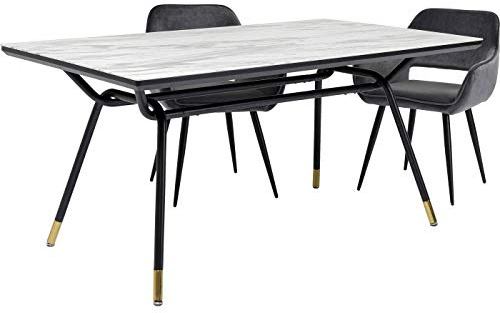 Kare Design Tisch South Beach, Schwarz, Weiß, 4-6 Personen, Sicherheitsglas Tischplatte, Marmor-Look, Industrial Stil, Elegant, Rechteckig, Esszimmer, Küchentisch, Konferenzraum, 75x160x90 cm (HxBxT)