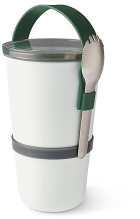 BLACK + BLUM - Boîte à Déjeuner Empilable Sans BPA - Anti-Fuite - Passe au Micro-Ondes - Fourchette en Acier Inoxydable - Design Élégant et Pratique - 900 ml - Vert Olive