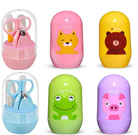 Set di manicure per bambini 4 in 1 per la toelettatura del bambino, tagliaunghie, forbici, limetta e pinzette per neonati, neonati e bambini, dita e unghie