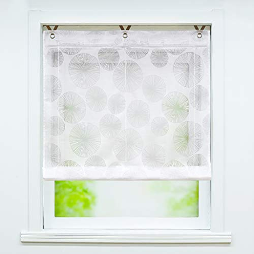 Joyswahl Voile Ösenrollo Transparenter Raffrollo mit Kreise Ausbrennerqualität »Alicia« Schals Fenster Gardine mit Hakenaufhängung, Raffrollo ohne Bohren BxH 80x130cm 1 Stück
