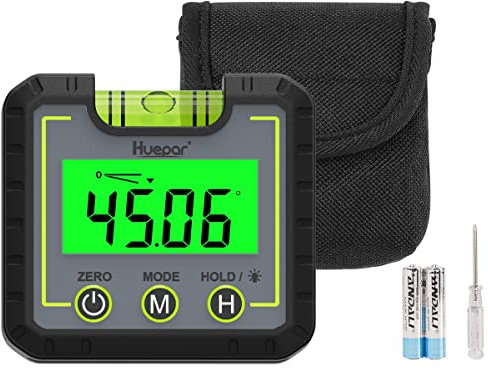 Digital Level Box and Angle Angle Gauge, Huepar 0-360°Inclinometer Digital Angle Finder with V-Groove Magnetic Base&Backlight LCD Bevel Gauge Protractor Inclinometer for Carpentry, Building, Masonry